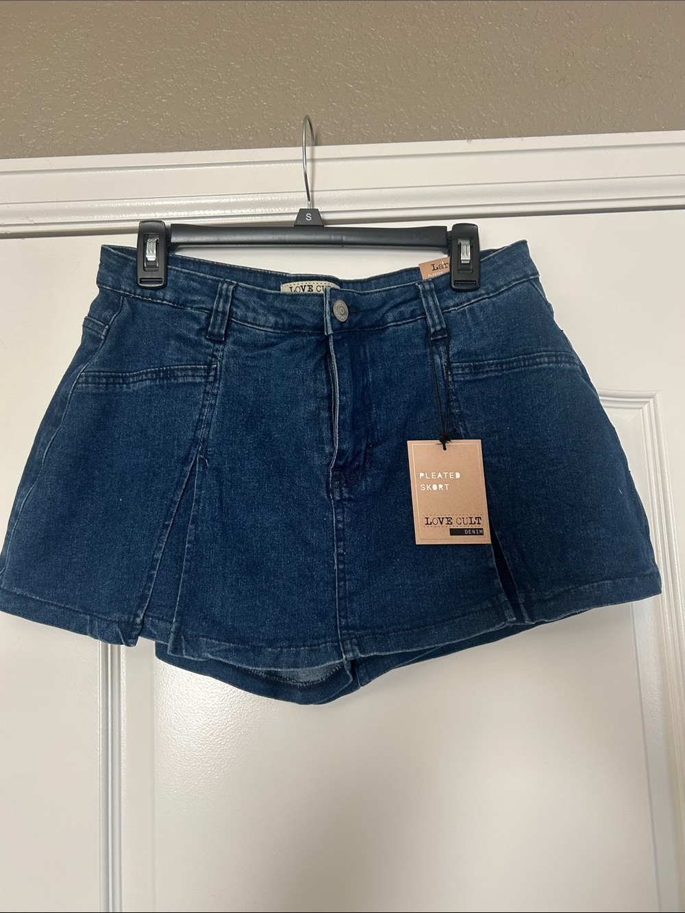 Love Cult Dark Blue Pleated Denim Skort